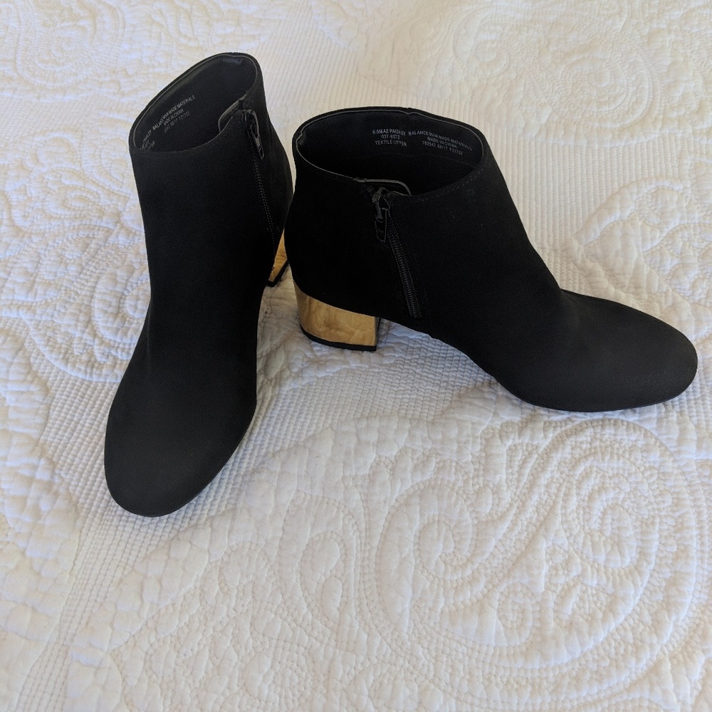 Gold-heeled Faux Suede Booties